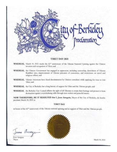 City of Berkeley Proclamation. 